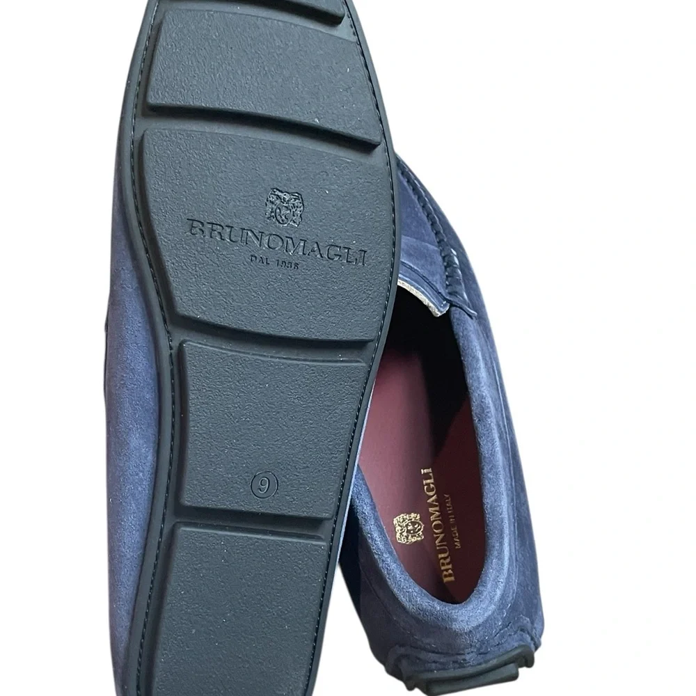 Bruno Magli‎ Blue Suede Taratno Driving Loafers, Size 9, Brand New